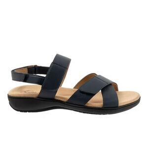 Trotters River Sandal Leather Shoe Strappy Summer Black Comfort Memory Foam 5.5